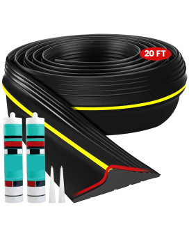 20Ft Universal Garage Door Bottom Threshold Seal Strip With 2 Adhesives Weatherproof Rubber Diy Weather Stripping Replacement