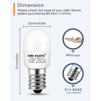 Ami Parts W11160686 W11518235 Refrigerator Light Bulb Waterproof Appliance Bulb Replacement For Maytag Whirlpool Freezer Ligh