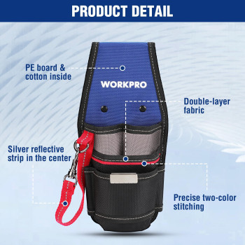 Workpro Electrician Tool Pouch Professional Compact Tool Holder 1680D Oxford Fabric 6 Pockets Zinc Alloy Hook Durable Utili