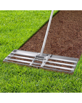 Sunvigor Lawn Leveling Rake 30 X 10 Ground Plate With 6Ft Adjustable Extra Long Handle Stainless Steel For Yard Garden He