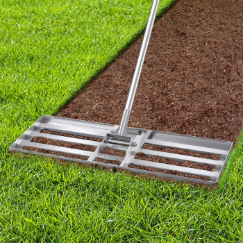 Sunvigor Lawn Leveling Rake 30 X 10 Ground Plate With 6Ft Adjustable Extra Long Handle Stainless Steel For Yard Garden He