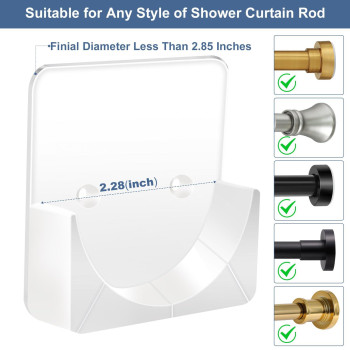 2 Pack Adhesive Shower Rod Holders Transparent Rod Retainer Never Fall Down Shower Tension Rod Holders For Wallrod Not Inclu