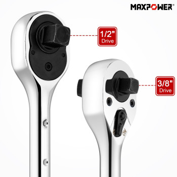 Maxpower Extendable Ratchet Wrench 12 38 Dual Drive Ratchet Handle Quick Release 72Tooth Reversible Ratcheting Exten