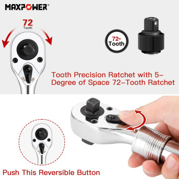 Maxpower Extendable Ratchet Wrench 12 38 Dual Drive Ratchet Handle Quick Release 72Tooth Reversible Ratcheting Exten