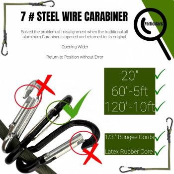 Canking Bungee Cords With Carabiner Hooks Camo Green 60 Inch5 Ft 3 Pcs