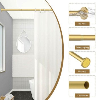 Gxoackj Gold Shower Curtain Rods 3180 Inch Sping Tension Shower Rods For Bathroom Adjustable No Drilling No Rust Stainles