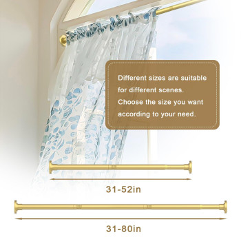 Gxoackj Gold Shower Curtain Rods 3180 Inch Sping Tension Shower Rods For Bathroom Adjustable No Drilling No Rust Stainles