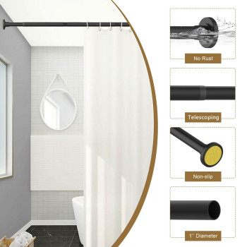 Gxoackj Shower Curtain Rod Tension 3180 Inch Matte Black Adjustable Spring Tension Curtain Rods Shower Curtain Rod For Bathr