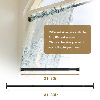 Gxoackj Shower Curtain Rod Tension 3180 Inch Matte Black Adjustable Spring Tension Curtain Rods Shower Curtain Rod For Bathr