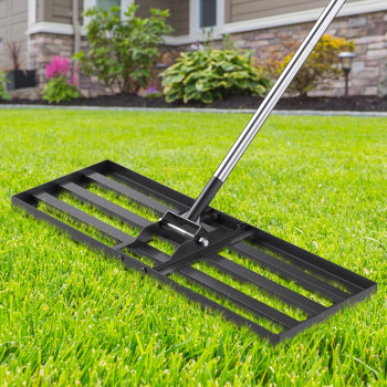 30X10 Inch Lawn Leveling Rake Yumatum 72 Effort Saving Lawn Leveler Tool Stainless Steel Handle Lawn Leveler For Golf Course