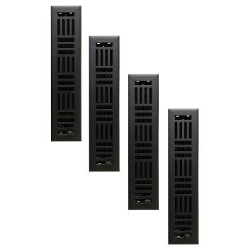 Empire Register Co Vent Cover 2X14 Inch Pack Of 4 Art Nouveau Design Textured Black Finish Heavy Duty Floor Vent Covers