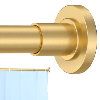 Corklatta Gold Shower Curtain Rod 31 To 92 Inch 1 Inch Diameter Adjustable Spring Tension Stainless Steel Telescoping Rod Easy I