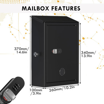 Wehere Mailbox Wall Mount Locking Post Box For House Business Suggestion Box Metal Key Drop Box Combination Key Unlock We