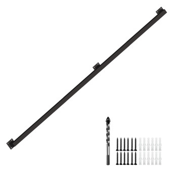 14Ft Black Industrial Iron Hand Railing Wall Support Handle For Indoor Stairs Outdoor Decks Nonslip Rustresistant