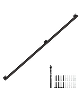 12Ft Black Industrial Iron Hand Railing Wall Support Handle For Indoor Stairs Outdoor Decks Nonslip Rustresistant