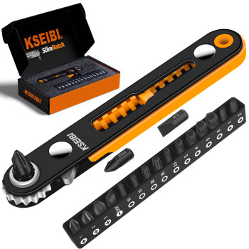 Kseibi 181787 Mini Ratchet Wrench Set 18Piece 14 Drive Slim Profile With Durable Right Angle Screwdriver Bits Versatile