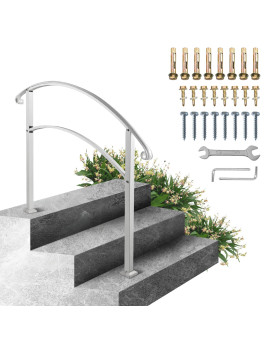 Vevor Handrail For Outdoor Steps 23 Steps Plus White Arch1 Outdoor Handrail Adjustable Metal Staircase Handrail Thickened S