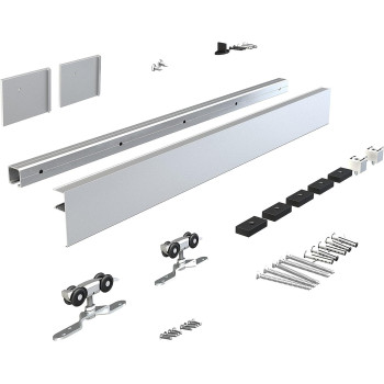 Jubest 8Ft Barn Door Sliding Hardware Track Kit Aluminium Alloy Box Rail Hardware For Classic Modern Interior Single Wooden Doo