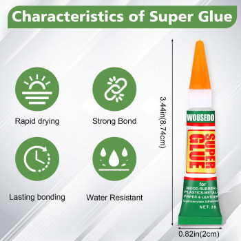 Wousedo 24 X 3G Super Glue Clear Strong Adhesive Super Glue Fast Drying Cyanoacrylate Glue For Wood Rubber Leather Plastic Me