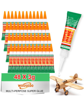 Wousedo 48 X 3G Super Glue Clear Strong Adhesive Super Glue Fast Drying Cyanoacrylate Glue For Wood Rubber Leather Plastic Me