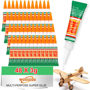 Wousedo 48 X 3G Super Glue Clear Strong Adhesive Super Glue Fast Drying Cyanoacrylate Glue For Wood Rubber Leather Plastic Me