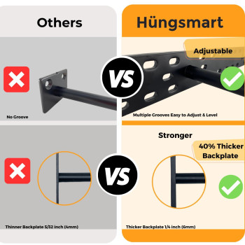 Hngsmart Floating Shelf Brackets 2 X 38 Inch Heavy Duty Steel Hidden Shelves To 400Lbs Multi Slot Baseplate For Easy F