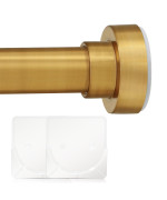 Ynl Shower Curtain Rod 34 To 120 Inches Tension Curtain Rod With 2Pcs Holders Adjustable 34120 Inches Brushed Gold