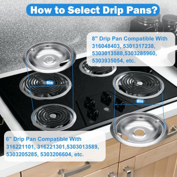 Sanycasa Electric Stove Drip Pans 316048413 316048414 Perfect Fit For Kenmore Frigidaire Electric Range Nobend Chrome Stove