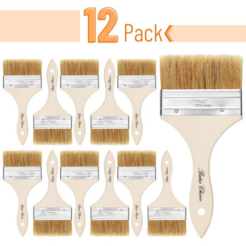 Bates Chip Paint Brushes 4 Inch 12 Pack Chip Brush Brushes For Painting Paint Brushes Stain Brushes For Wood Natural Bri