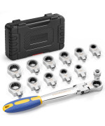 Haisstronica 13Pcs Flexhead Ratcheting Combination Wrench Set With 38 In Adapter Sae 1434 Inch Ratchet Wrench Tool For Aut