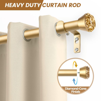 Gold Curtain Rod 32 To 58 Inch Hotozon Heavy Duty Curtain Rods For Windows Decorative Single Drapery Rod With Translucent Diam