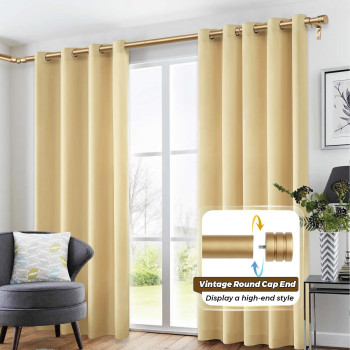 1 Inch Heavy Duty Corner Window Curtain Rods Set Hotozon 36 To 72 Inch Telescoping Single Drapery Rod Antique Gold End Cap Fi