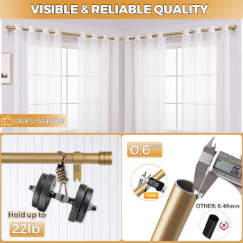 1 Inch Heavy Duty Corner Window Curtain Rods Set Hotozon 36 To 72 Inch Telescoping Single Drapery Rod Antique Gold End Cap Fi