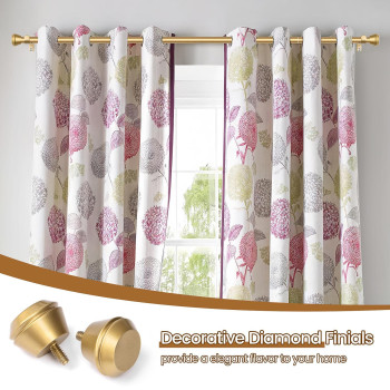 Curtain Rod Gold 66 To 120 Inch Hotozon Heavy Duty Curtain Rods For Windows Decorative Single Drapery Rod With Diamond Finials