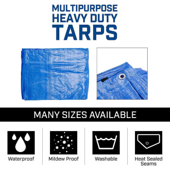 2 In A Pack 8X10 Feet 5 Mil Thick Cheap Blue Taditus Poly Tarps Budgetfriendly Waterproof Multipurpose Protective Cover Fo