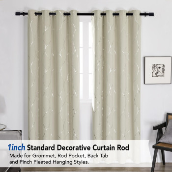 Deconovo Black Curtain Rods For Windows 48 To 84 Inches Standard Adjustable Decorative Single Window Curtain Rod Set 1 Inch Dia