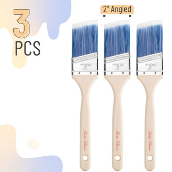 Bates Paint Brushes 2Inch 3 Pack Angle Brushes Treated Wood Handle Paint Brushes For Walls Stain Brush Wall Paint Brush