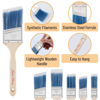 Bates Paint Brushes 2Inch 3 Pack Angle Brushes Treated Wood Handle Paint Brushes For Walls Stain Brush Wall Paint Brush