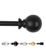 Deconovo Black Curtain Rod For Windows 48 To 84 Inches Adjustable Decorative 34 Inch Diameter Single Curtain Rod Set For Livin