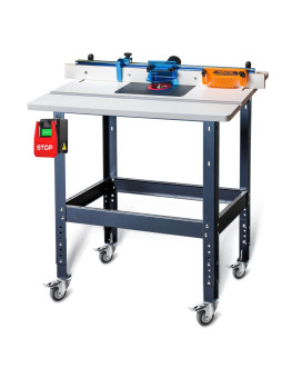 Powertec Ut1009 Router Table And Fence System With Safety Paddle Switch And Mobile Base Multipurpose Tool Stand With Wheels