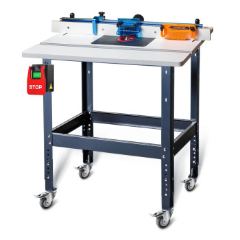 Powertec Ut1009 Router Table And Fence System With Safety Paddle Switch And Mobile Base Multipurpose Tool Stand With Wheels