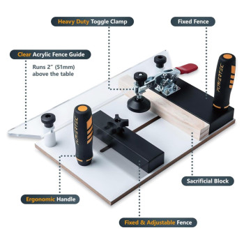 Powertec Router Table Fence System 338 Tall 24 Long Wrail Coping Sled Cutting Rail For End Grain Cutting Profiles Ideal