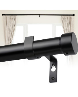 Heavy Duty Curtain Rods For Windows 48 To 84 Inch 1 Inch Black Curtain Rod Modern Adjustable Curtain Rod Long Curtain Rod For