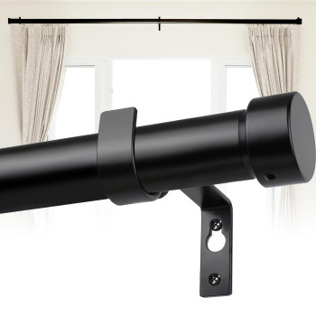 Heavy Duty Curtain Rods For Windows 48 To 84 Inch 1 Inch Black Curtain Rod Modern Adjustable Curtain Rod Long Curtain Rod For