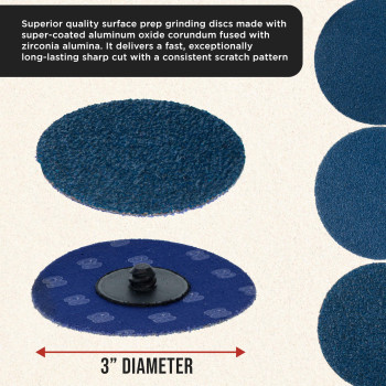 Duragold 3 78 Piece Quick Change Grinding Disc Set 25 Discs Each 36 60 And 80 Grit Plus Backing Pad Shanks Rtype Roll