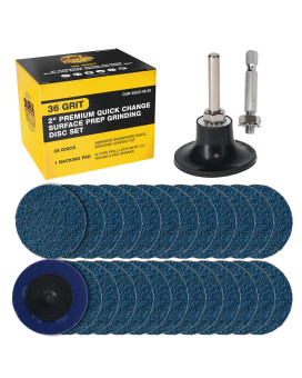 Duragold 2 36 Grit Quick Change Zirconia Coarse Cut Grinding Disc Set 25 Discs Backing Pad Rtype Roll Lock Sandpaper Di