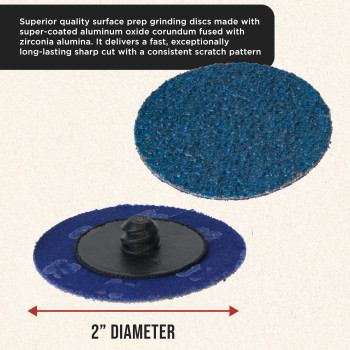 Duragold 2 36 Grit Quick Change Zirconia Coarse Cut Grinding Disc Set 25 Discs Backing Pad Rtype Roll Lock Sandpaper Di