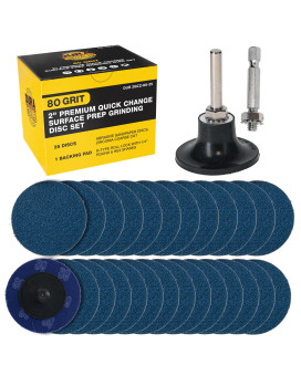 Duragold 2 80 Grit Quick Change Zirconia Coarse Cut Grinding Disc Set 25 Discs Backing Pad Rtype Roll Lock Sandpaper Di