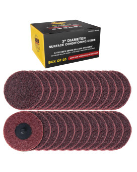 Duragold 3 Diameter Surface Conditioning Discs Maroon Medium Sanding Grit Box Of 25 Rtype Quick Change Roll Lock Connect