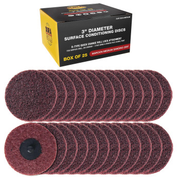 Duragold 3 Diameter Surface Conditioning Discs Maroon Medium Sanding Grit Box Of 25 Rtype Quick Change Roll Lock Connect